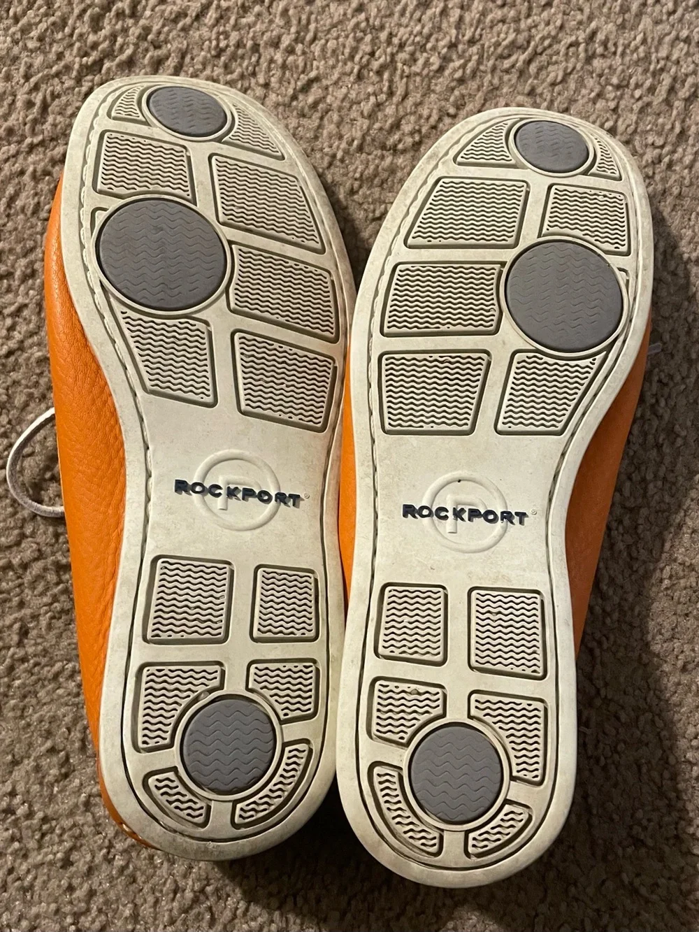 Rockport Men's Bright Orange Leather Boat Shoes